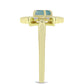 Anillo de Plata Bañada en Oro con Labradorita y Topacio Blanco