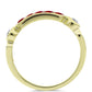 Anillo de Plata Bañada en Oro con Majestuosa moisanita roja y Topacio Blanco