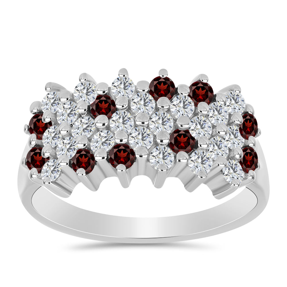 Anillo de Plata con Granate Barton y Topacio Blanco