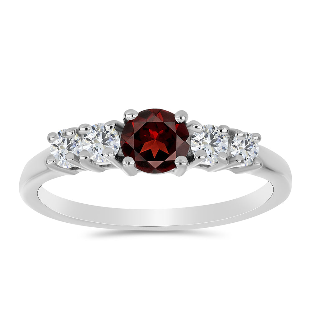 Anillo de Plata con Granate Barton y Topacio Blanco 3 