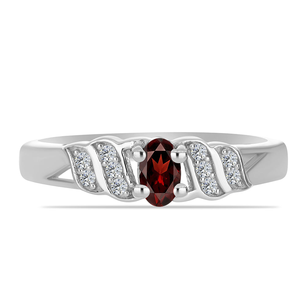 Anillo de Plata con Granate Barton y Topacio Blanco