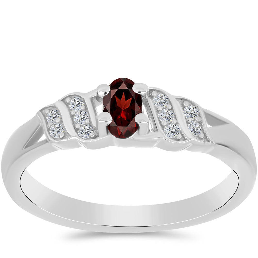 Anillo de Plata con Granate Barton y Topacio Blanco 3 