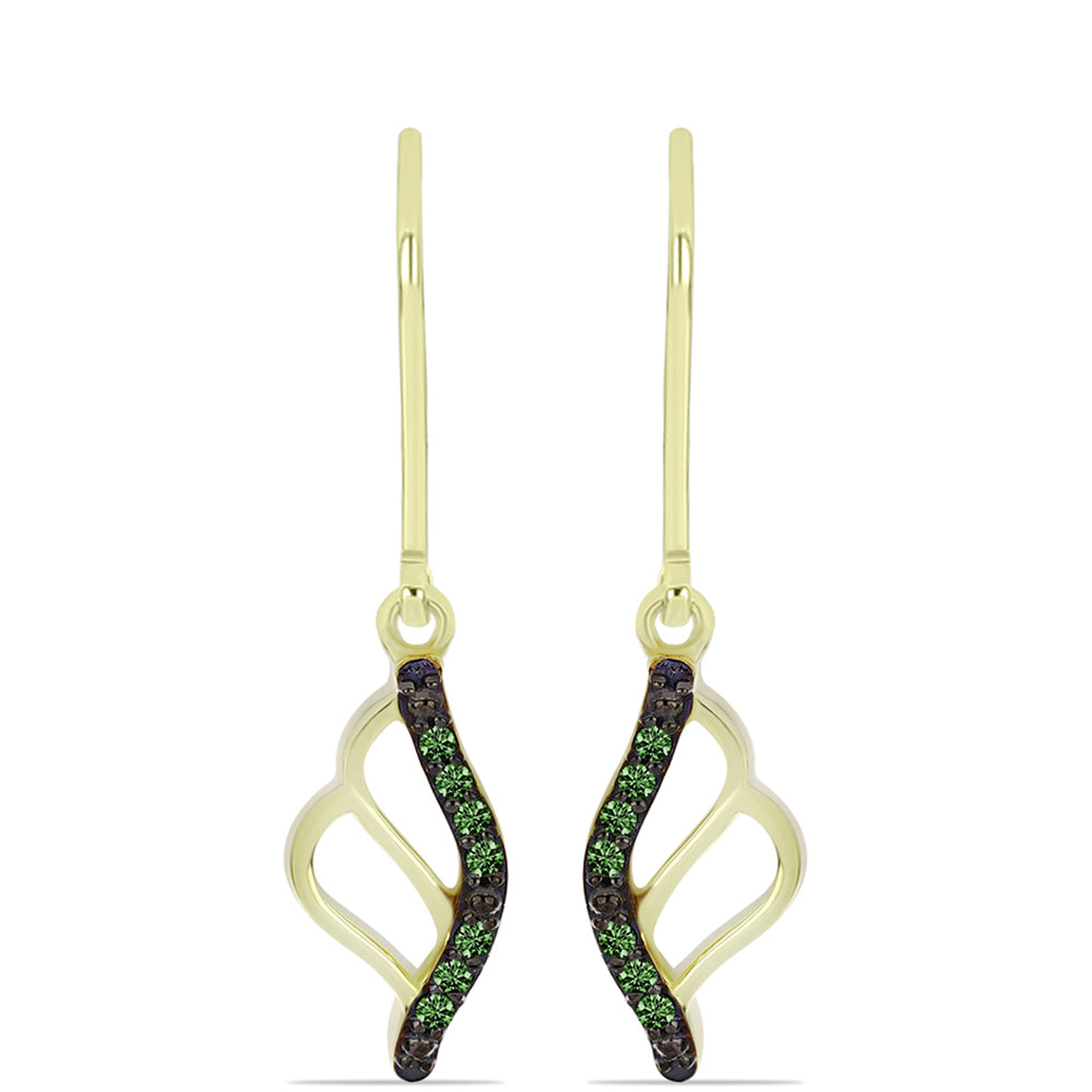 Pendientes de Plata Bañada en Oro con Diamante Verde 1 
