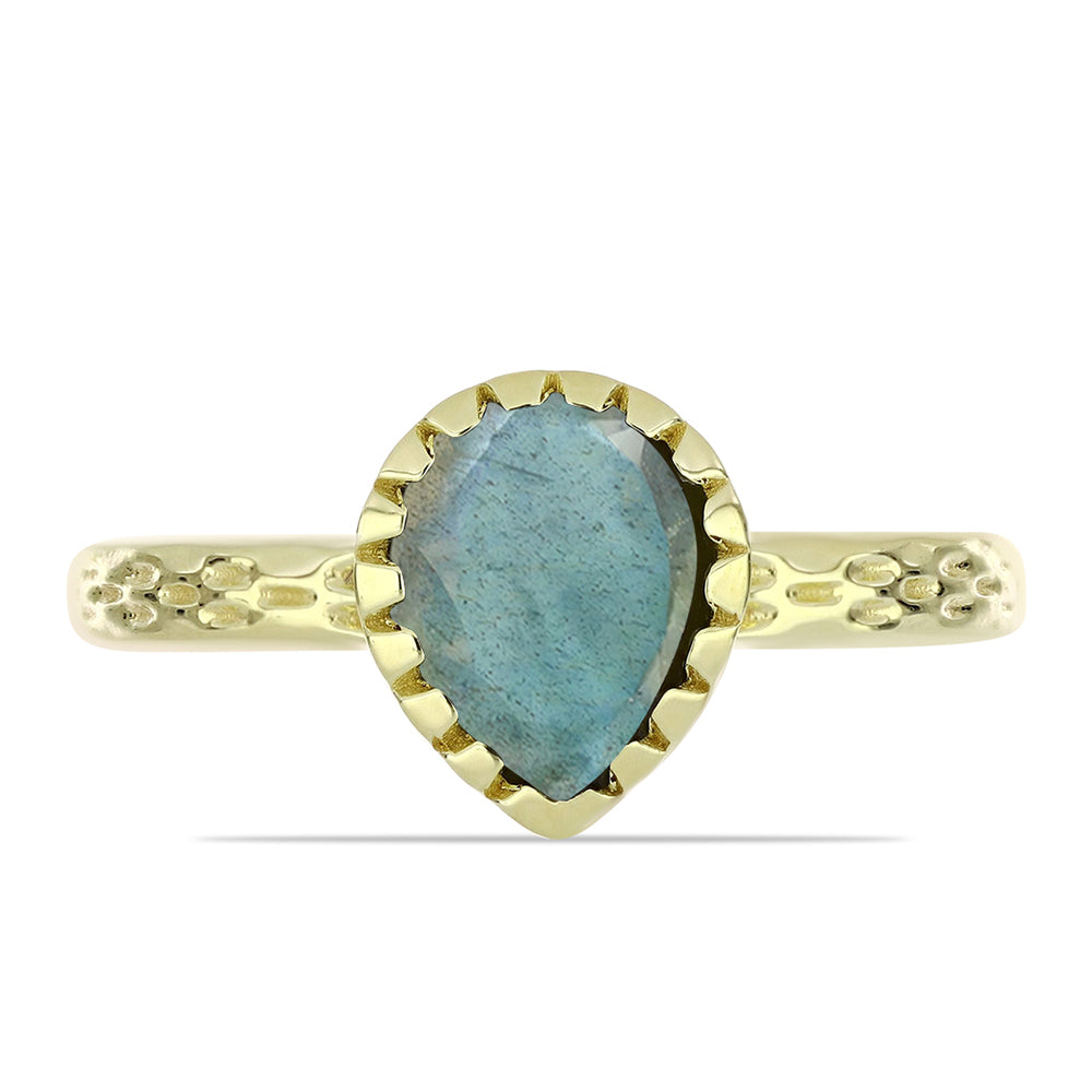 Anillo de Plata Bañada en Oro con Labradorita