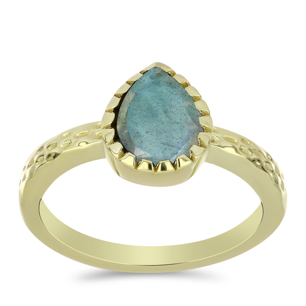 Anillo de Plata Bañada en Oro con Labradorita 3 