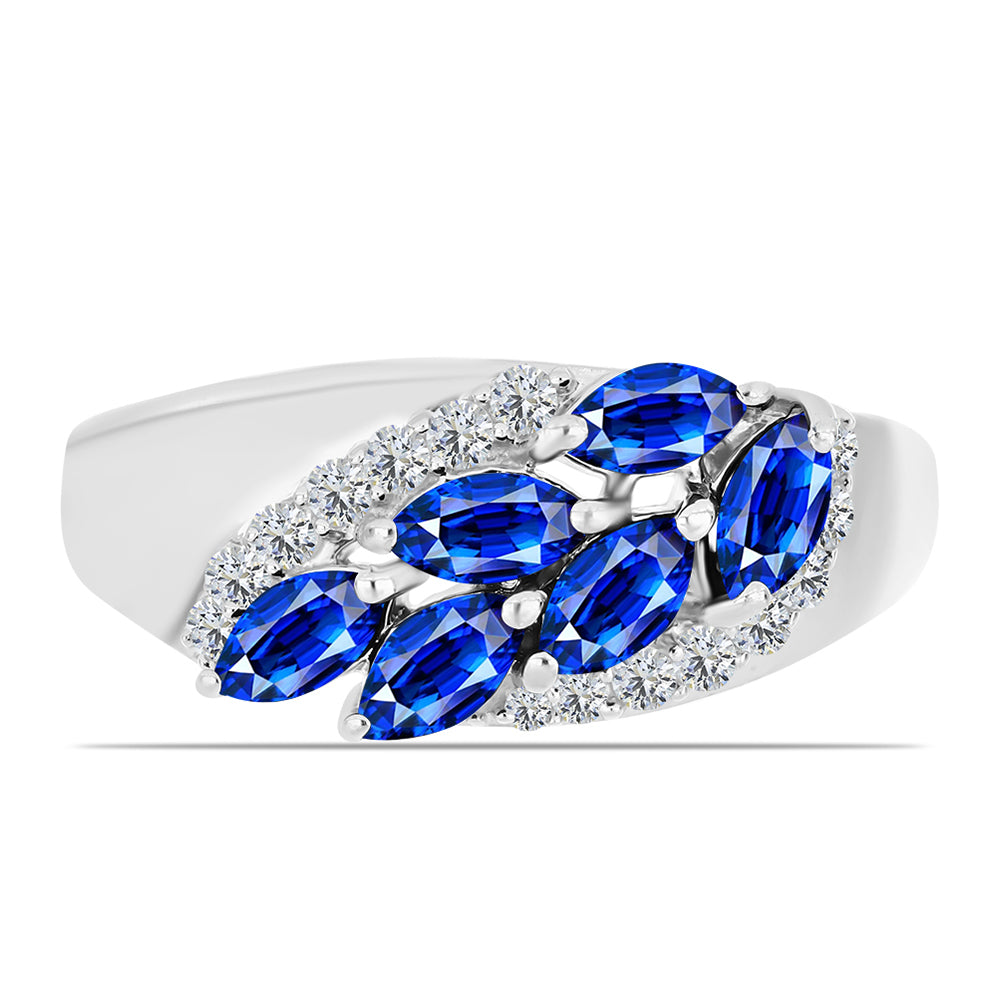 Anillo de Plata con Zafiro Azul Australiano y Topacio Blanco 1 