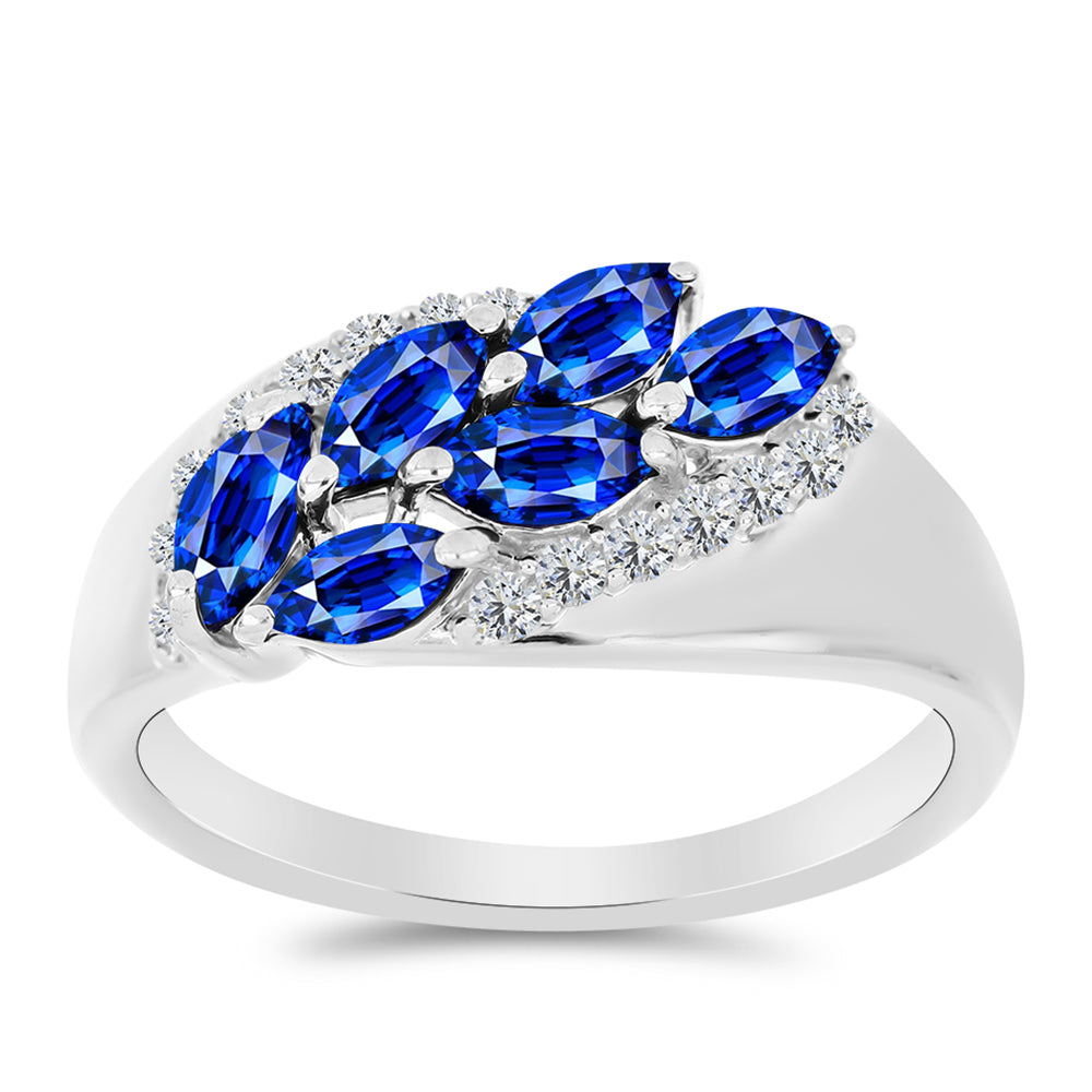 Anillo de Plata con Zafiro Azul Australiano y Topacio Blanco 3 
