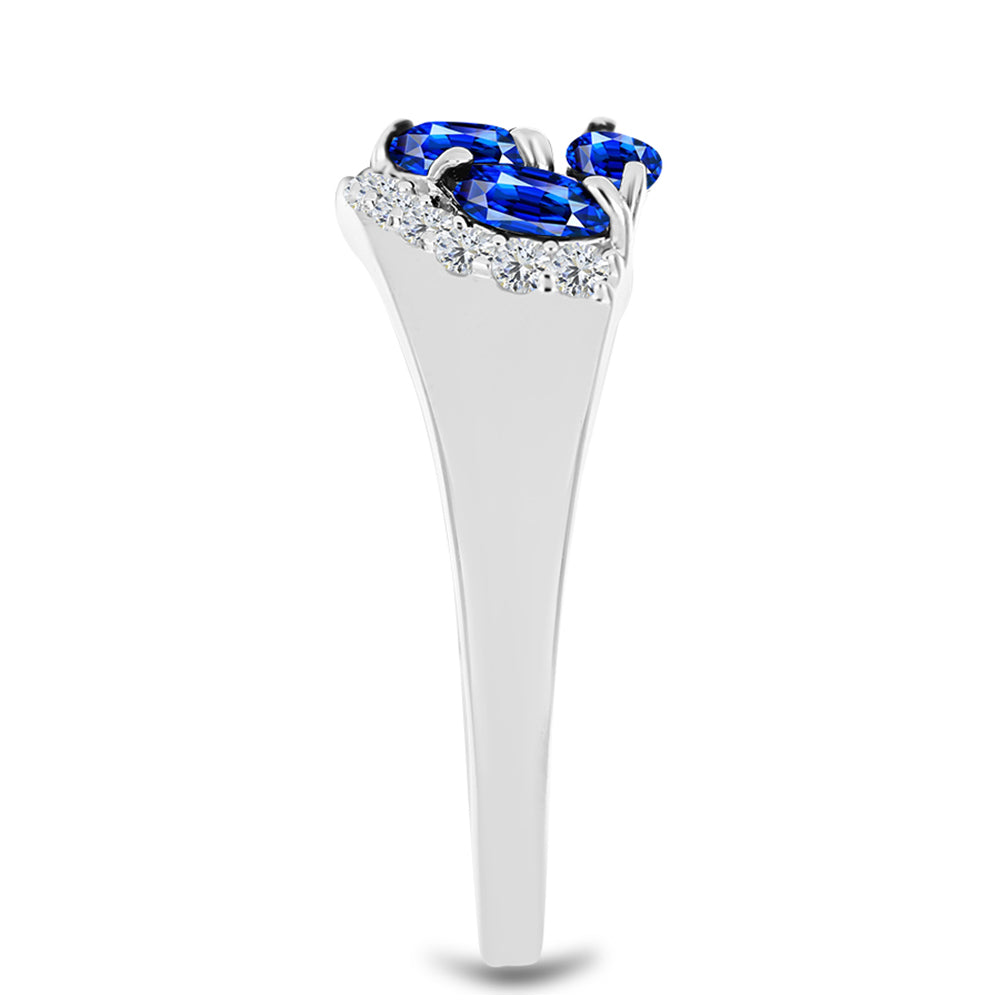 Anillo de Plata con Zafiro Azul Australiano y Topacio Blanco 4 