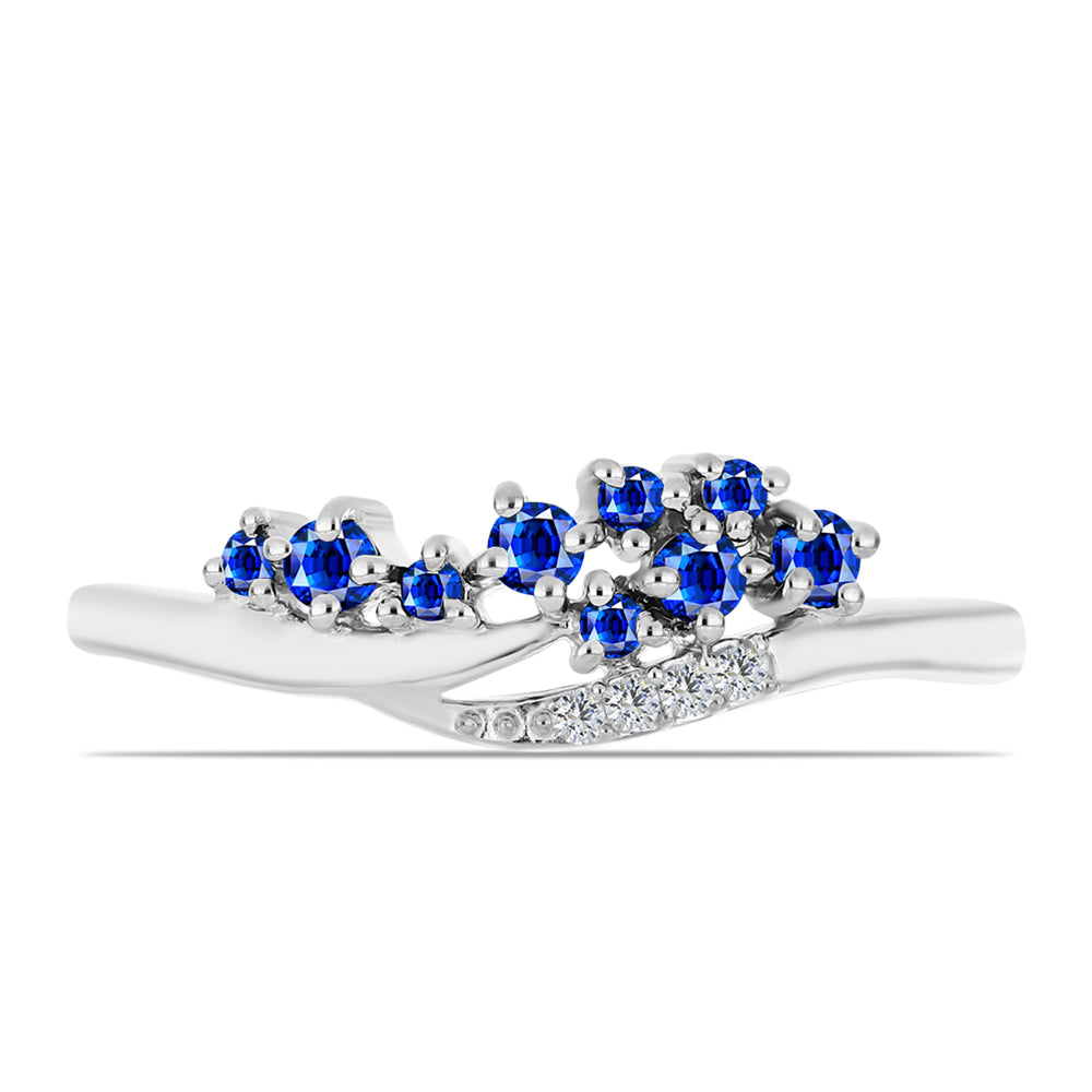 Anillo de Plata con Zafiro Azul Australiano y Topacio Blanco