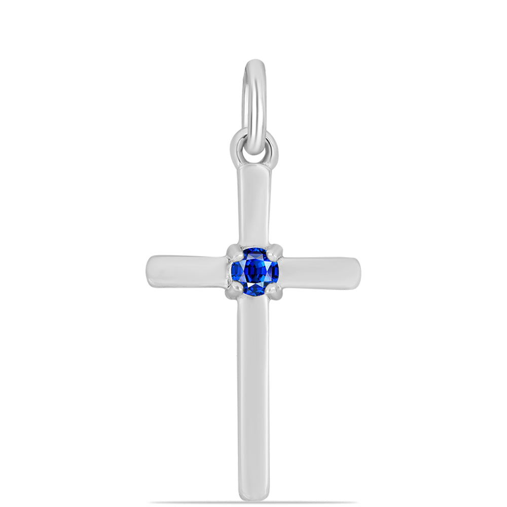 Cruz Colgante de Plata con Zafiro Azul Australiano