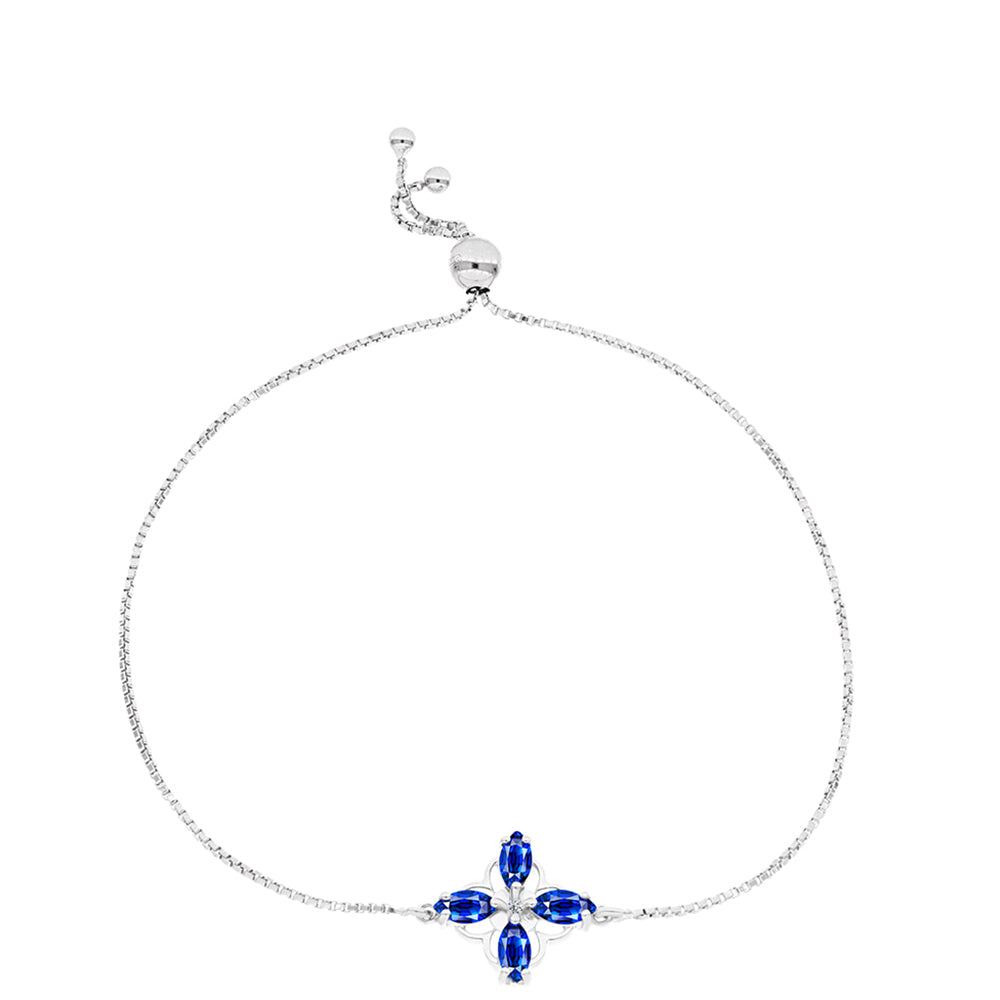 Pulsera de Plata con Zafiro Azul Australiano y Topacio Blanco 1 