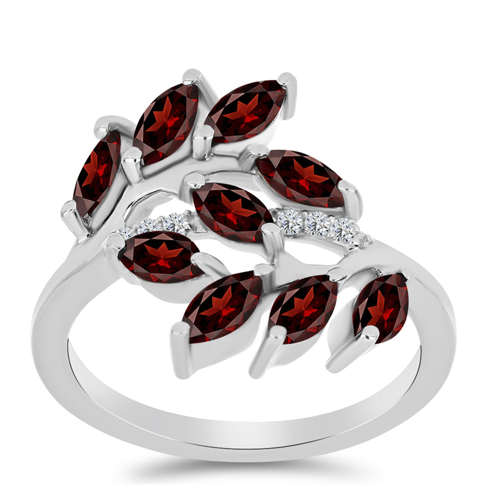 Anillo de Plata con Granate Barton y Topacio Blanco 3 