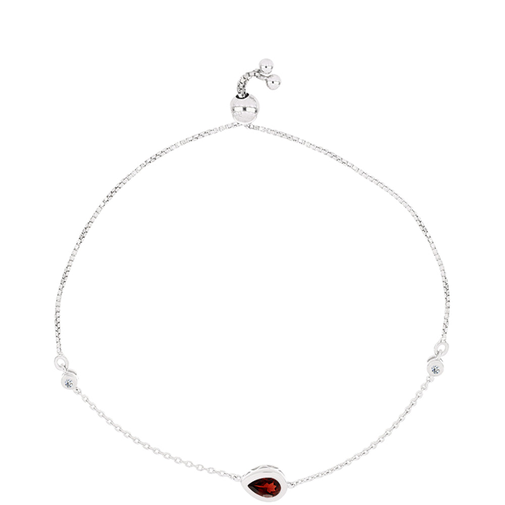 Pulsera de Plata con Granate Barton y Topacio Blanco