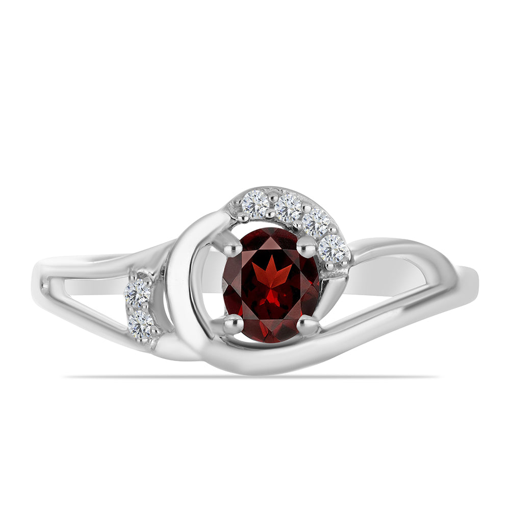 Anillo de Plata con Granate Barton y Topacio Blanco