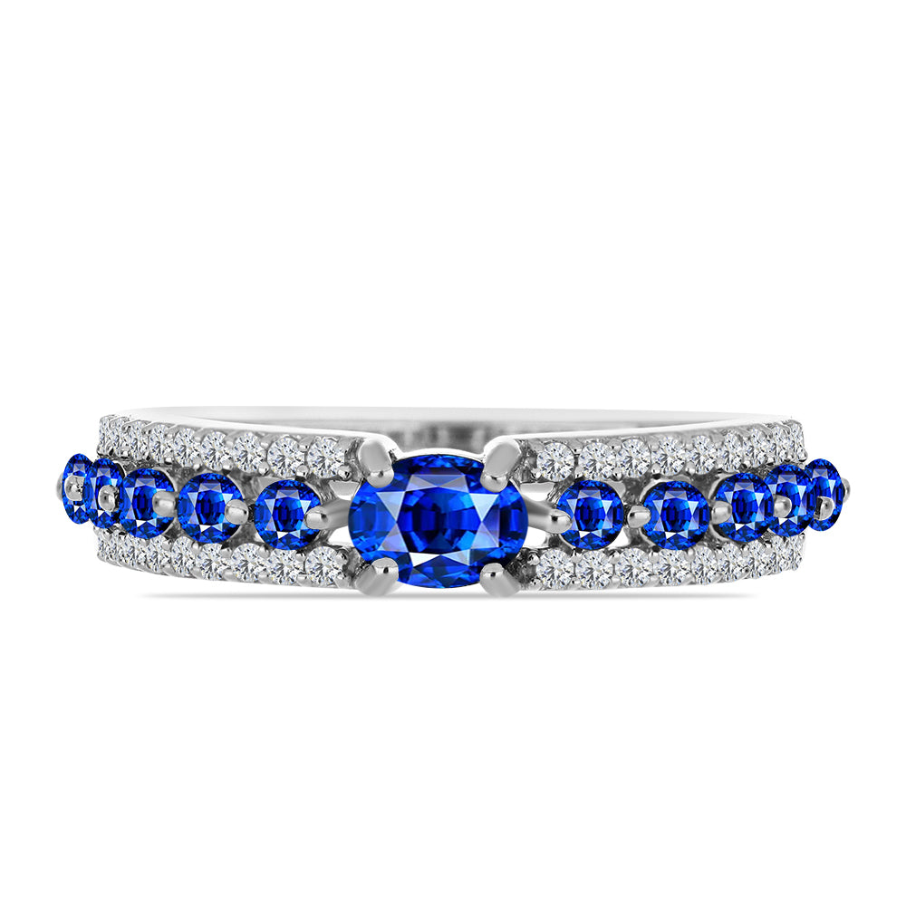 Anillo de Plata con Zafiro Azul Australiano y Topacio Blanco