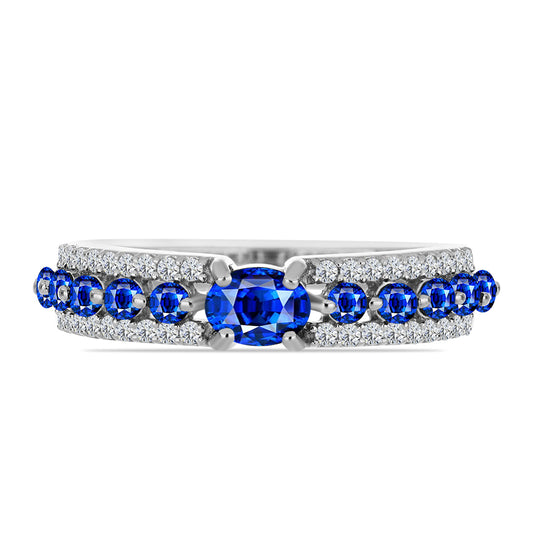 Anillo de Plata con Zafiro Azul Australiano y Topacio Blanco