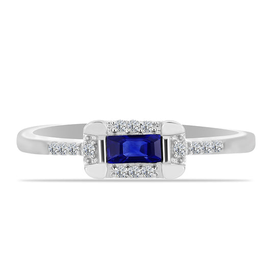 Anillo de Plata con Zafiro Azul Australiano y Topacio Blanco