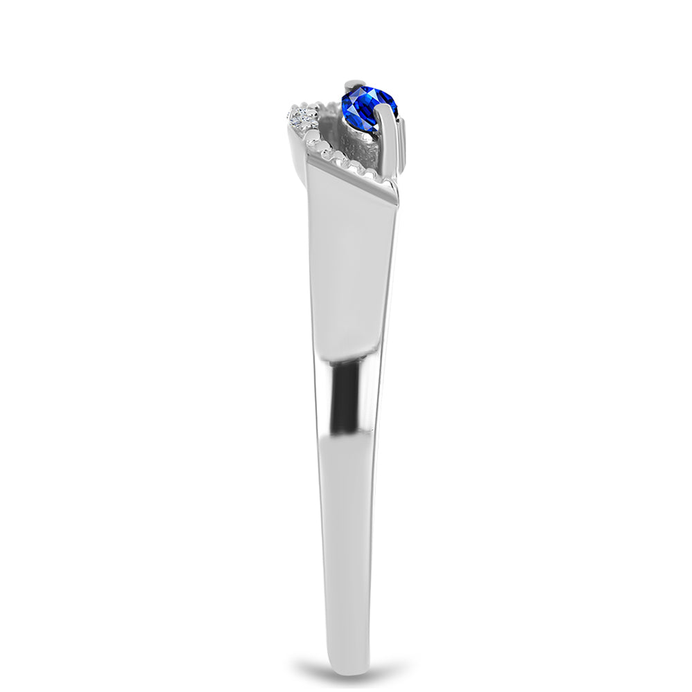 Anillo de Plata con Zafiro Azul Australiano y Topacio Blanco 4 