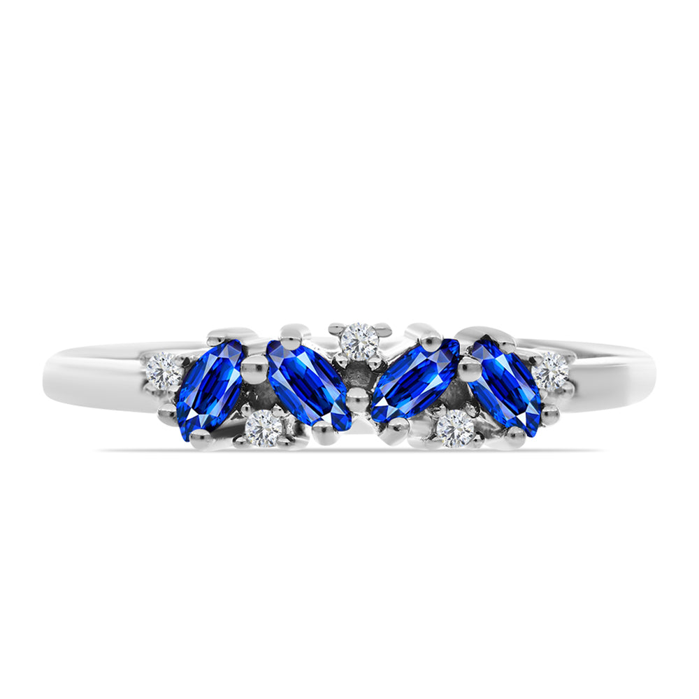 Anillo de Plata con Zafiro Azul Australiano y Topacio Blanco 1 
