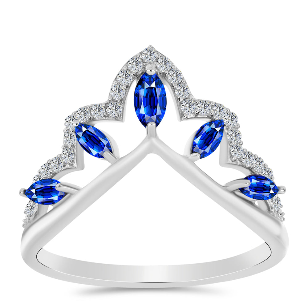 Anillo de Plata con Zafiro Azul Australiano y Topacio Blanco