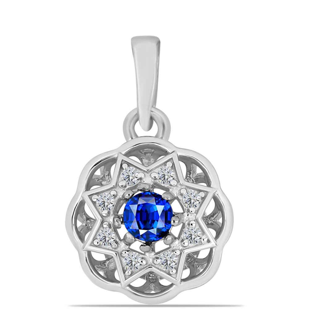 Colgante de Plata con Zafiro Azul Australiano y Topacio Blanco 1 