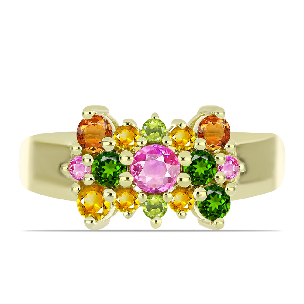 Anillo de Plata Bañada en Oro con Chakra Turmalina 1 