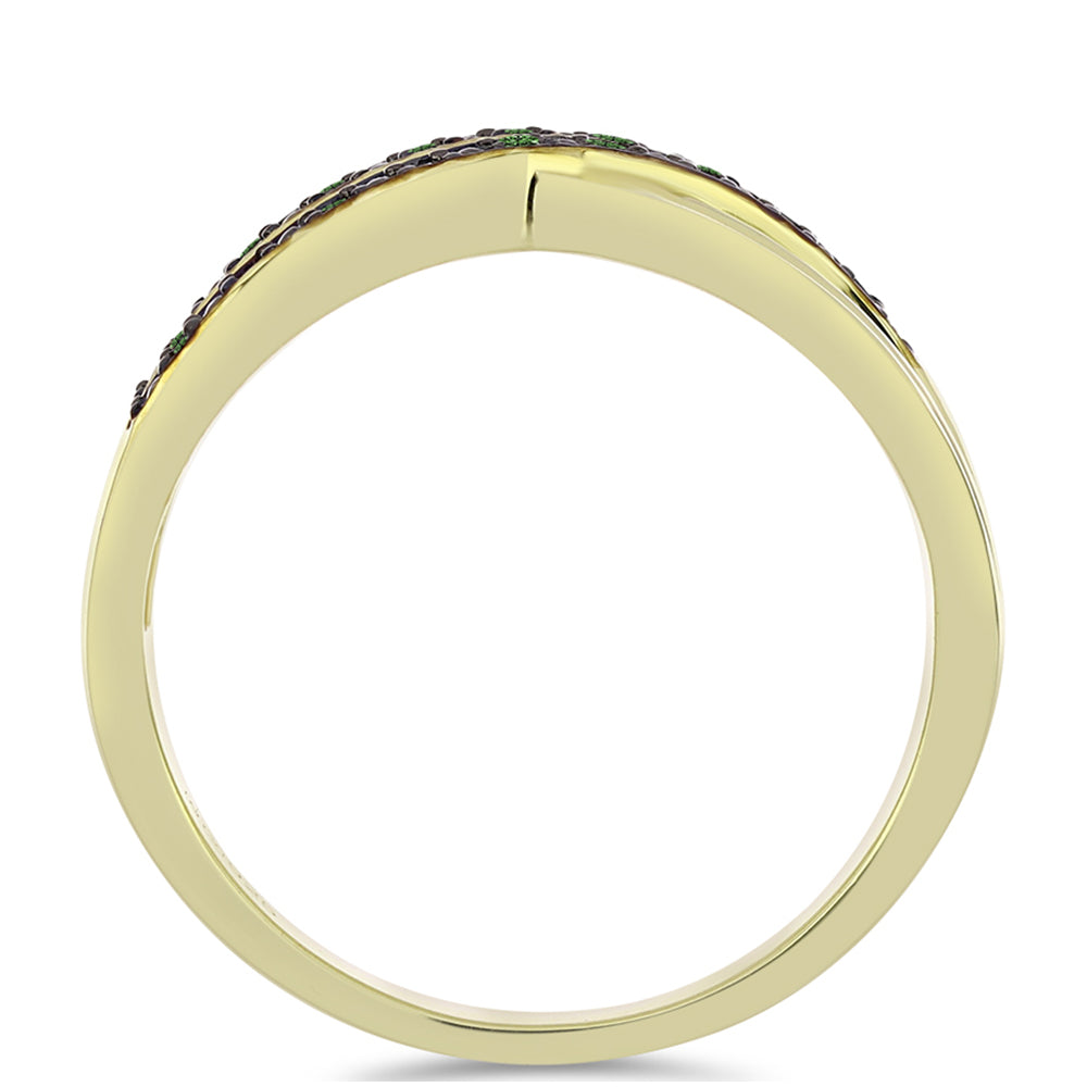 Anillo de Plata Bañada en Oro con Diamante Verde 2 