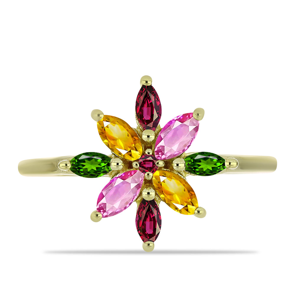Anillo de Plata Bañada en Oro con Chakra Turmalina
