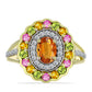 Anillo de Plata Bañada en Oro con Chakra Turmalina y Topacio Blanco