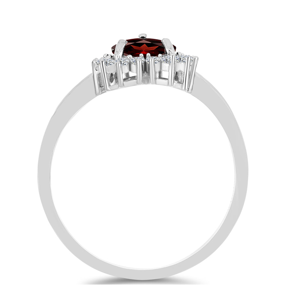 Anillo de Plata con Granate Barton y Topacio Blanco