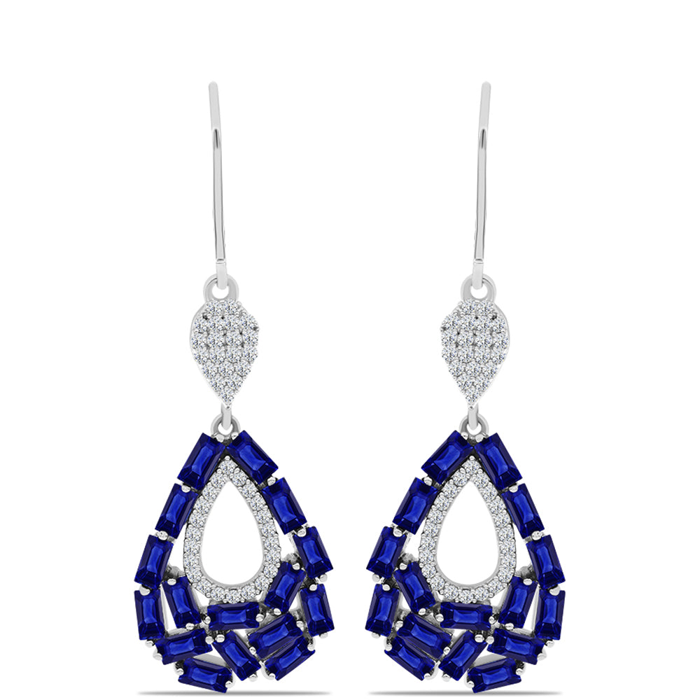 Pendientes de Plata con Zafiro Azul Australiano y Topacio Blanco 1 