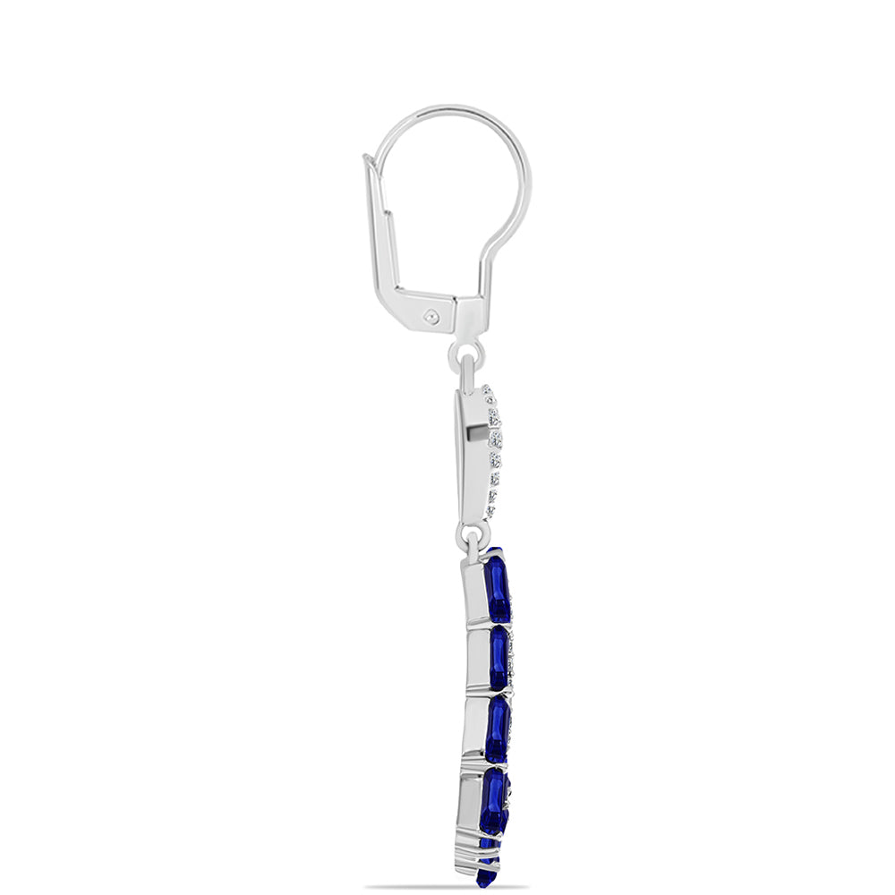 Pendientes de Plata con Zafiro Azul Australiano y Topacio Blanco 2 