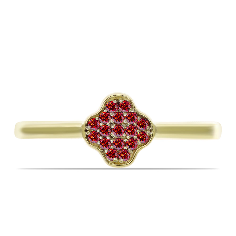 Anillo de Plata Bañada en Oro con Majestuosa moisanita roja