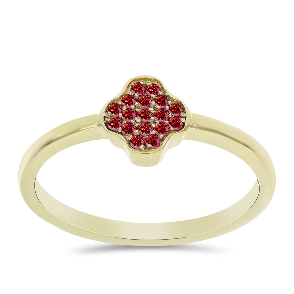 Anillo de Plata Bañada en Oro con Majestuosa moisanita roja