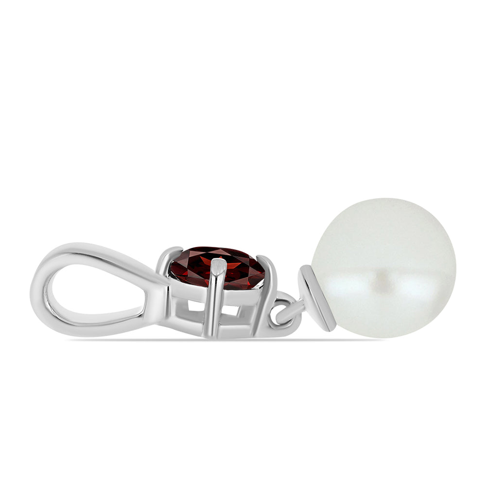 Colgante de Plata con Granate Barton y Perla blanca de agua dulce 2 