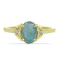 Anillo de Plata Bañada en Oro con Labradorita y Topacio Blanco
