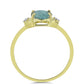 Anillo de Plata Bañada en Oro con Labradorita y Topacio Blanco