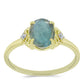 Anillo de Plata Bañada en Oro con Labradorita y Topacio Blanco