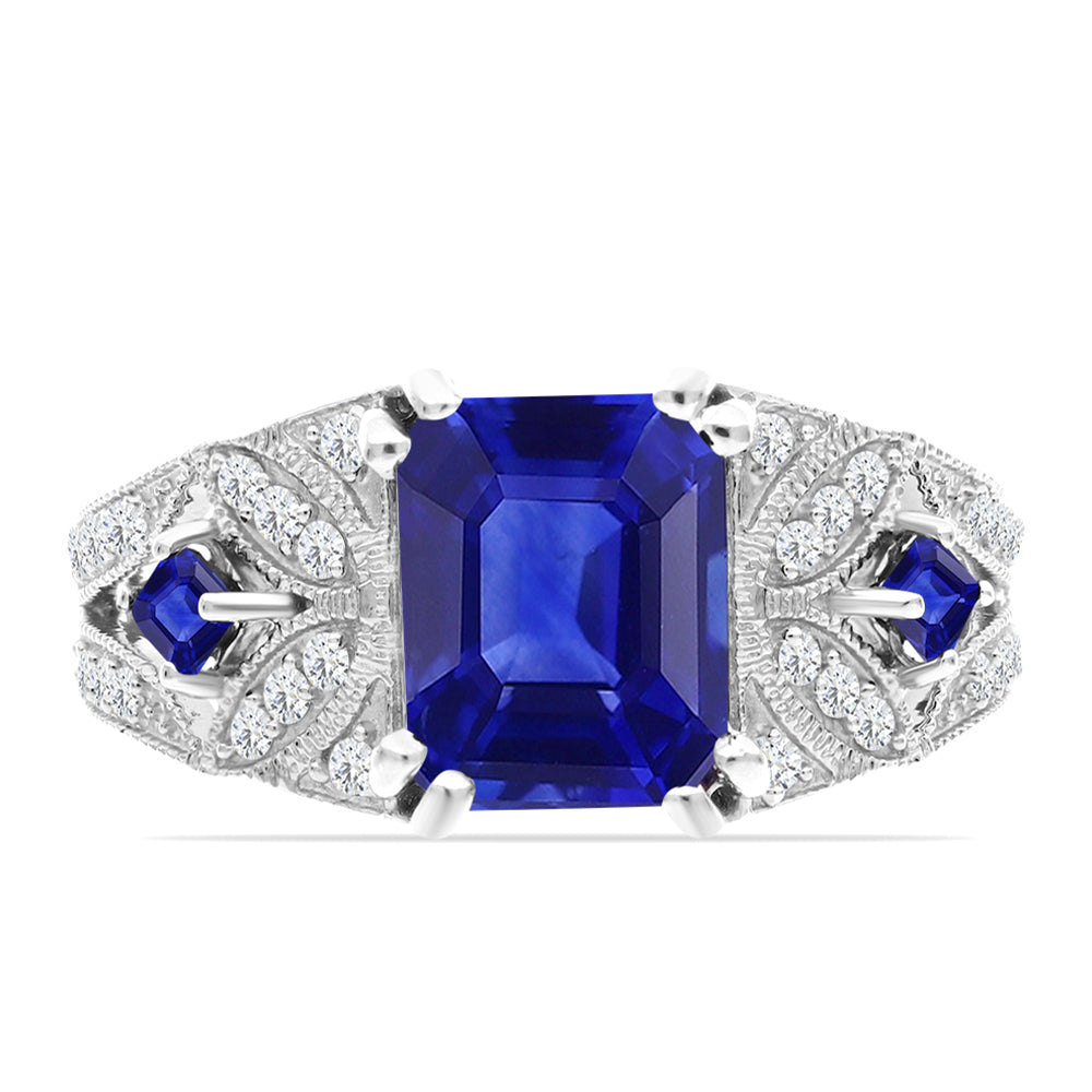 Anillo de Plata con Zafiro Azul Australiano y Topacio Blanco 1 