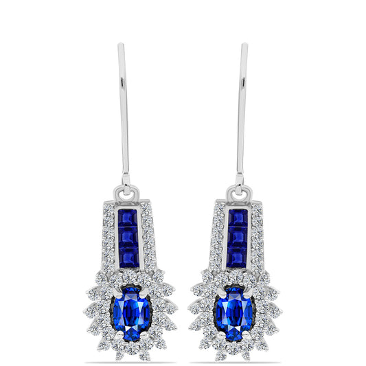 Pendientes de Plata con Zafiro Azul Australiano y Topacio Blanco