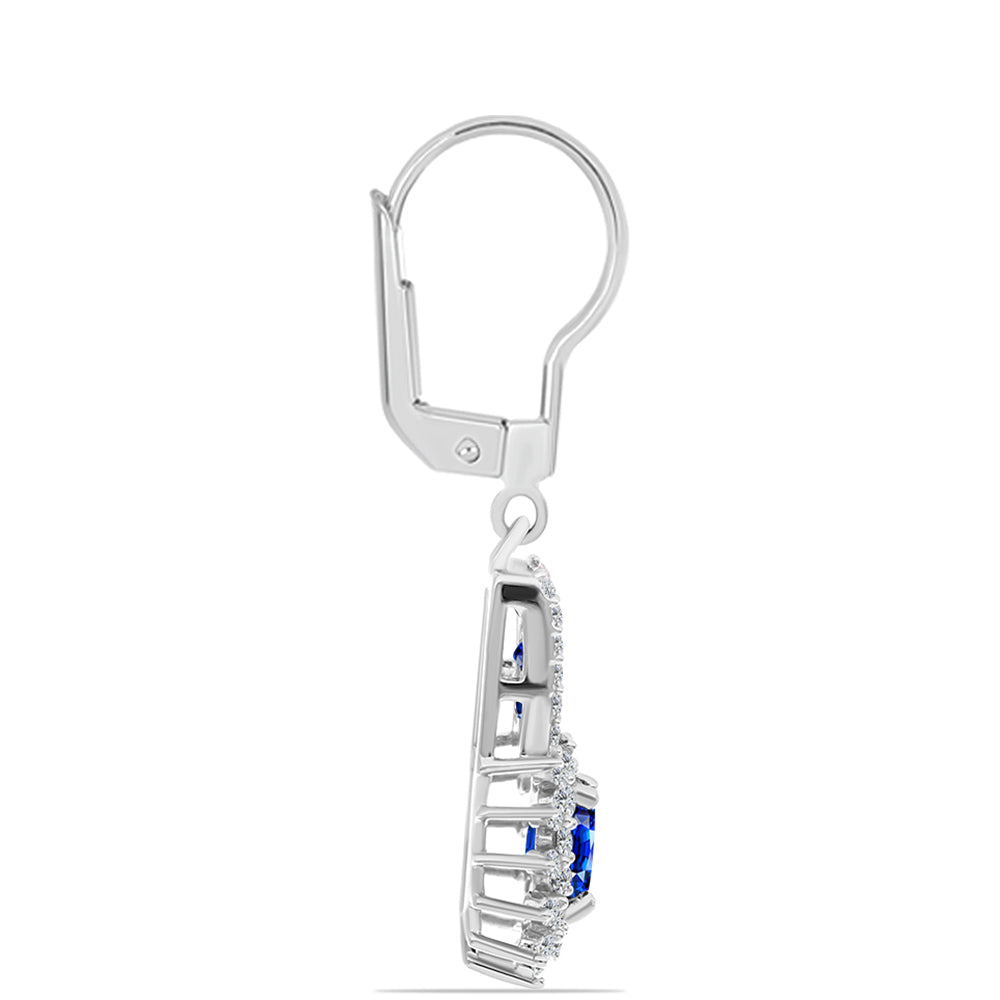 Pendientes de Plata con Zafiro Azul Australiano y Topacio Blanco 2 