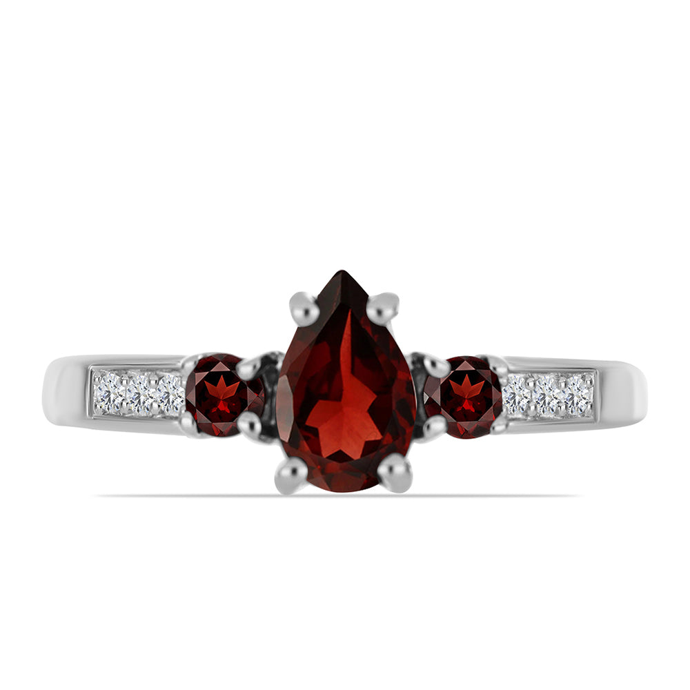 Anillo de Plata con Granate Barton y Topacio Blanco