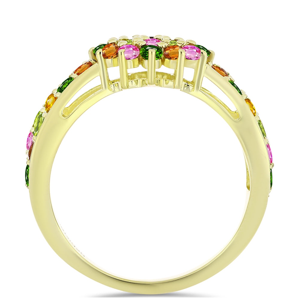 Anillo de Plata Bañada en Oro con Chakra Turmalina