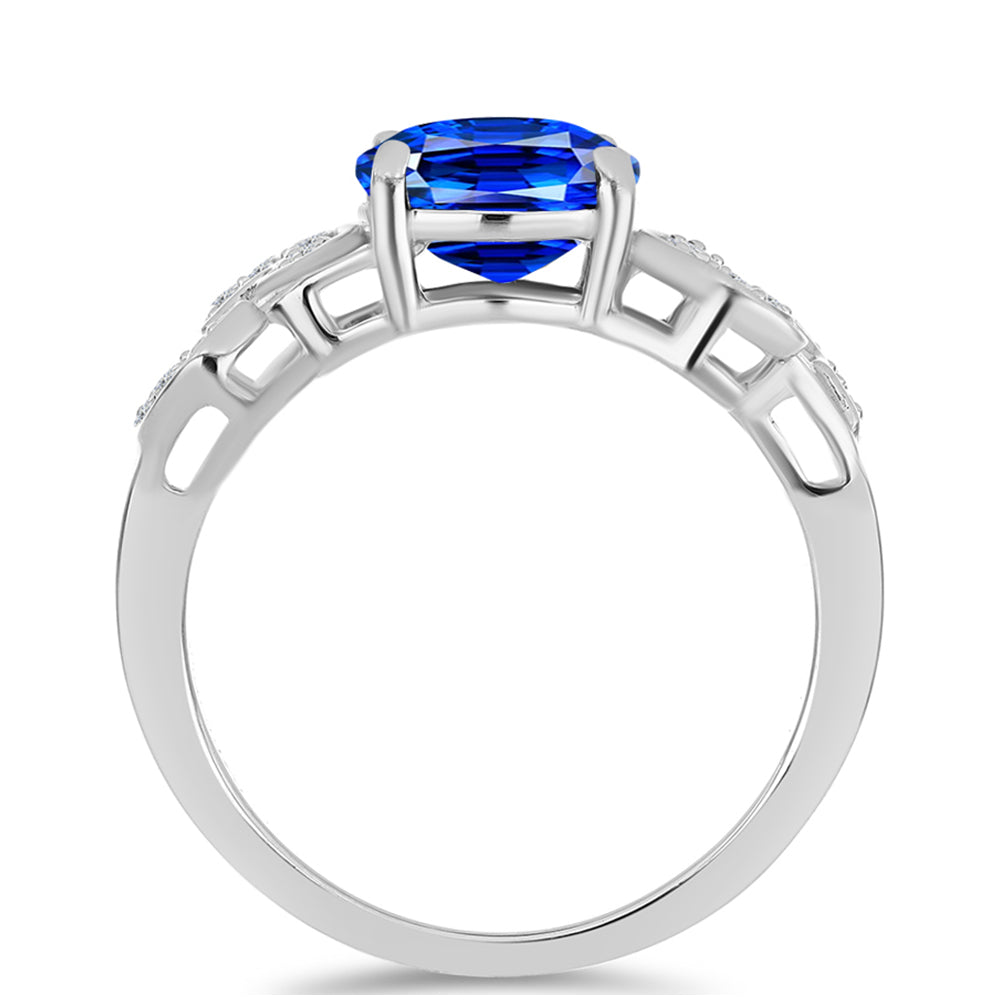 Anillo de Plata con Zafiro Azul Australiano y Topacio Blanco 2 