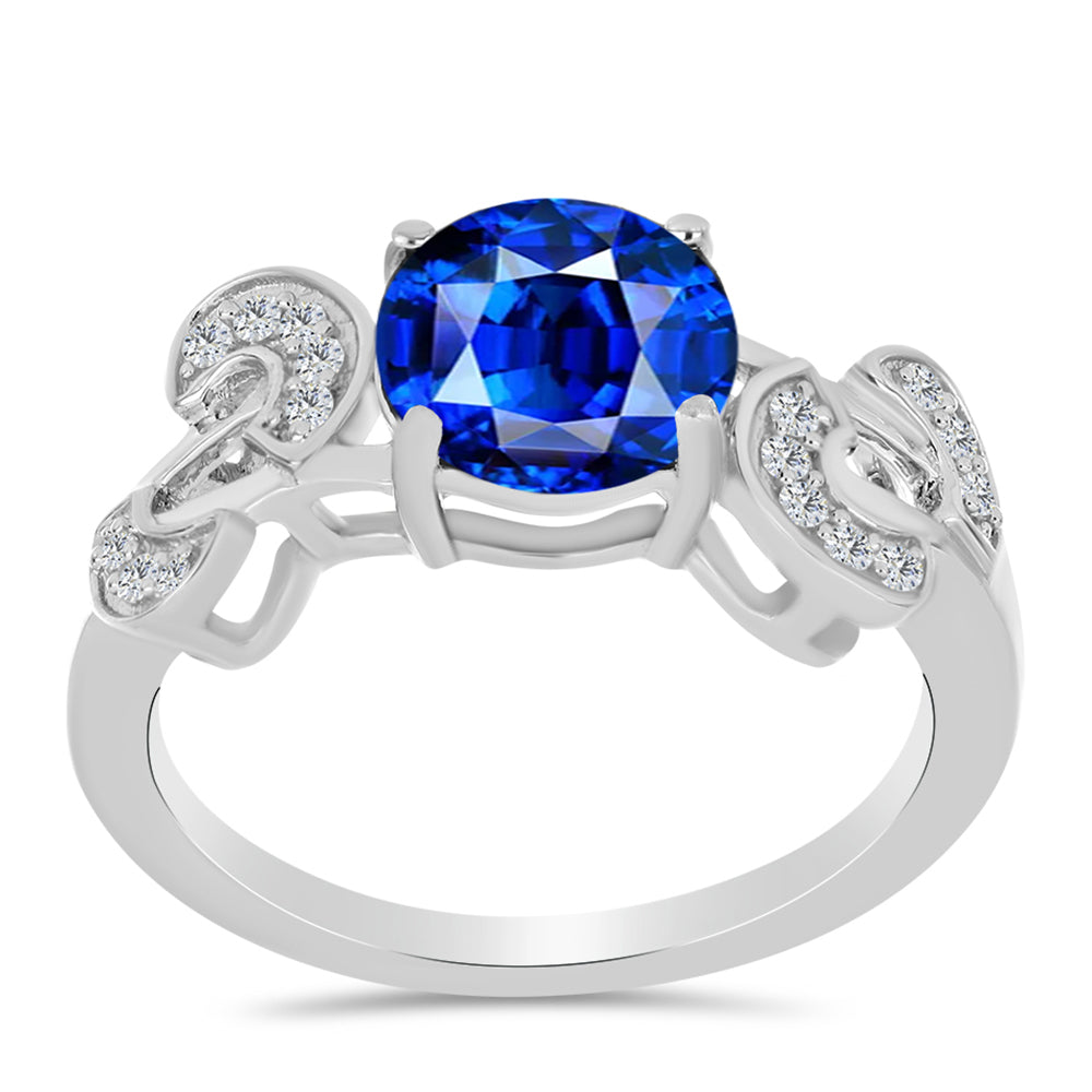 Anillo de Plata con Zafiro Azul Australiano y Topacio Blanco 3 