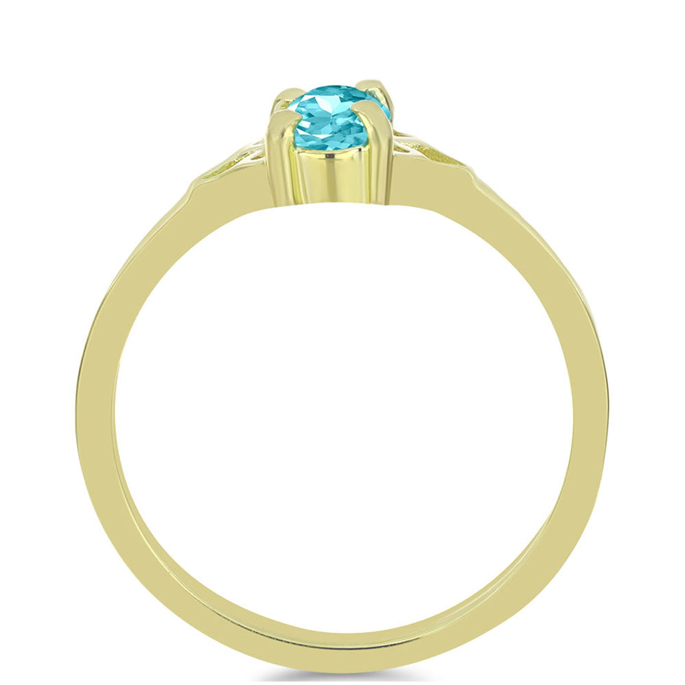 Anillo de Plata Bañada en Oro con Cuarzo Paraiba 2 