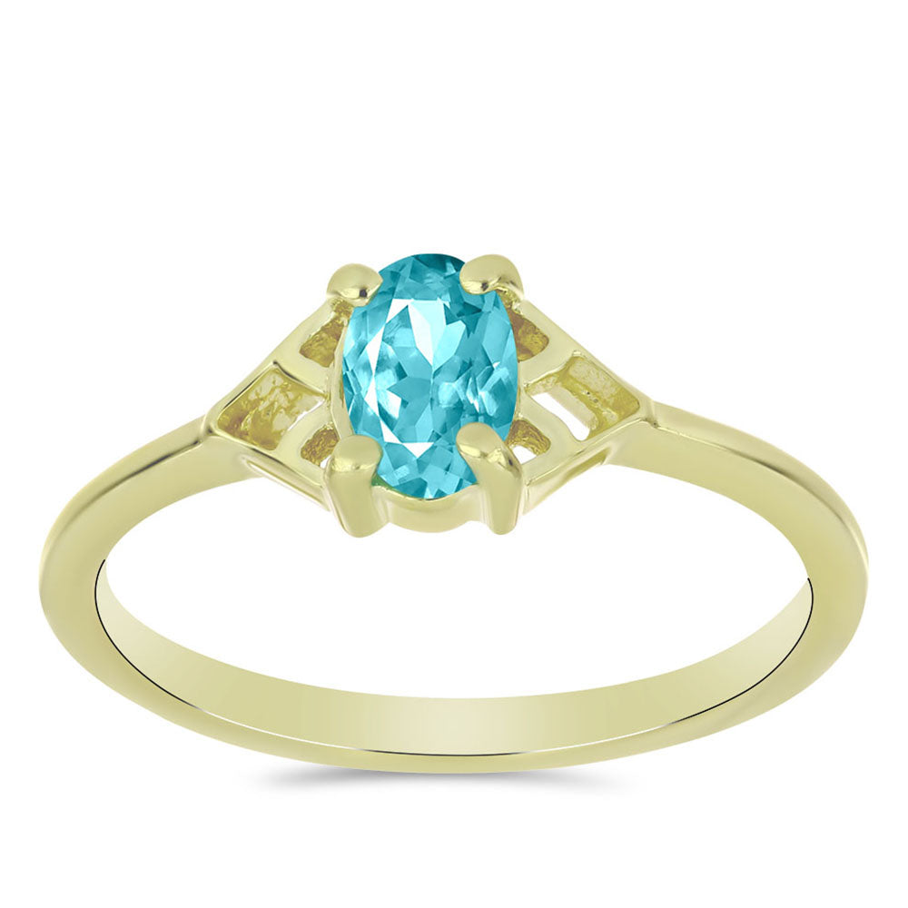 Anillo de Plata Bañada en Oro con Cuarzo Paraiba 3 