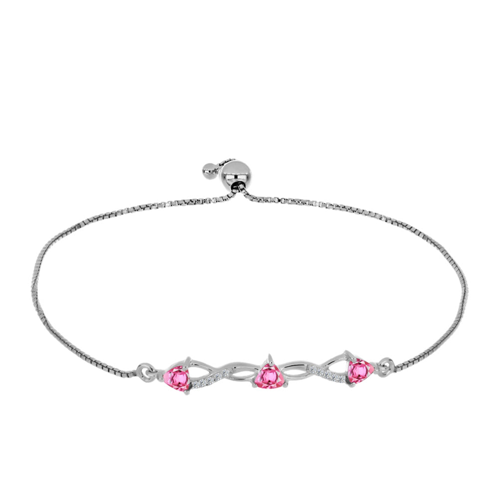 Pulsera de Plata con Turmalina Rosa de Pelmadulla y Topacio Blanco 1 