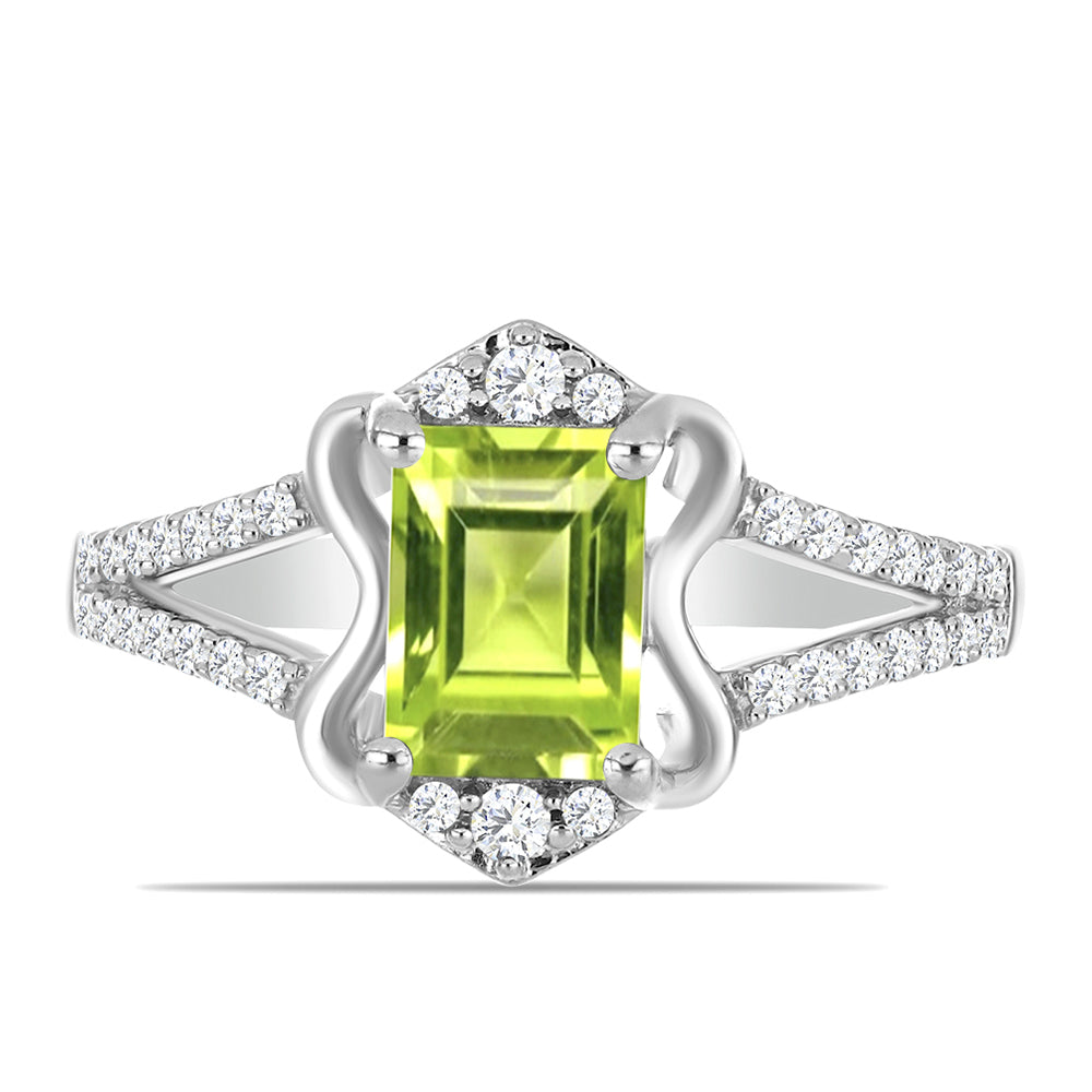 Anillo de Plata con Peridoto de Changbai y Topacio Blanco 1 