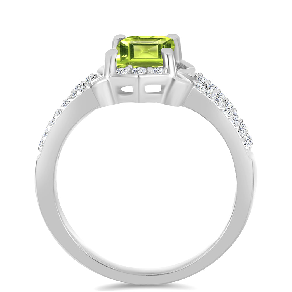 Anillo de Plata con Peridoto de Changbai y Topacio Blanco